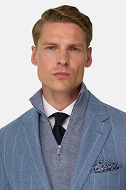 Blazer in Wool Silk Pinstripe, Light Blue, thumb, 3