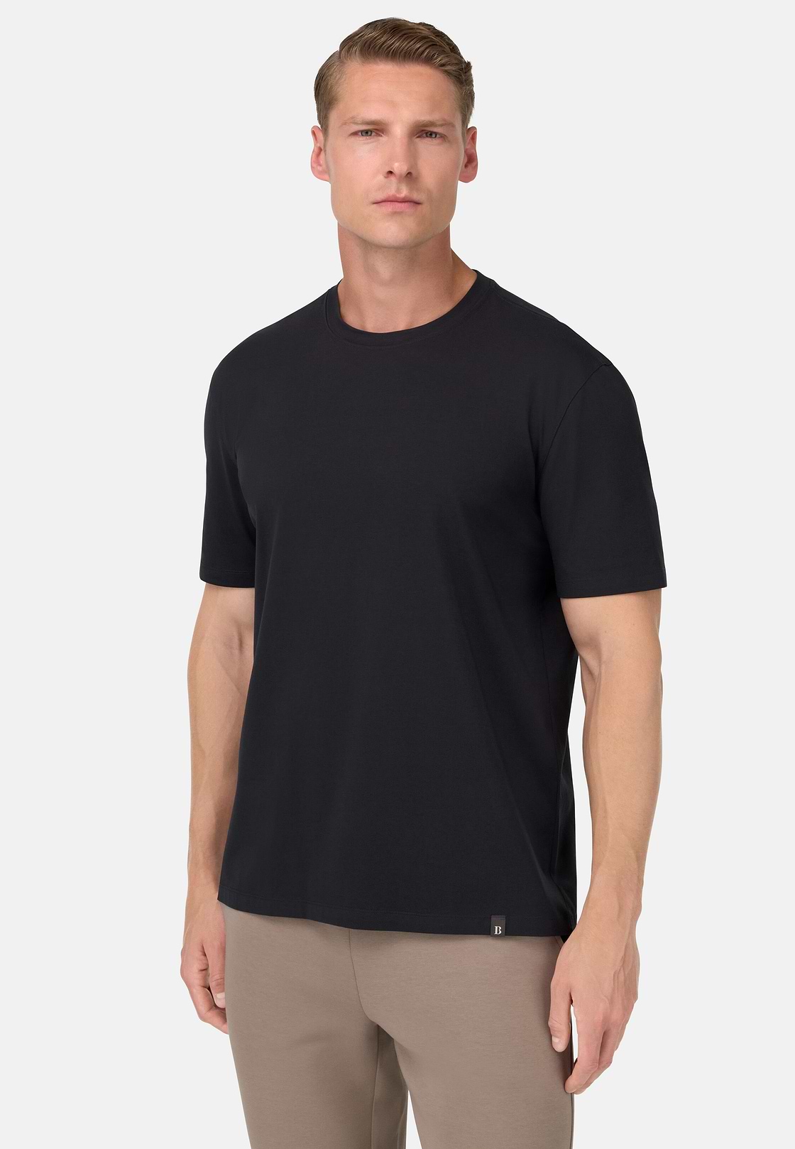 T-Shirt In Stretch Supima Cotton, Charcoal, hi-res