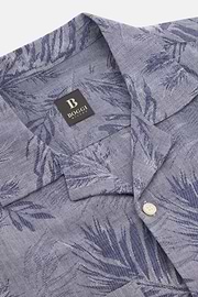 Camicia In Lino Cotone Regular Fit, Navy, thumb, 5