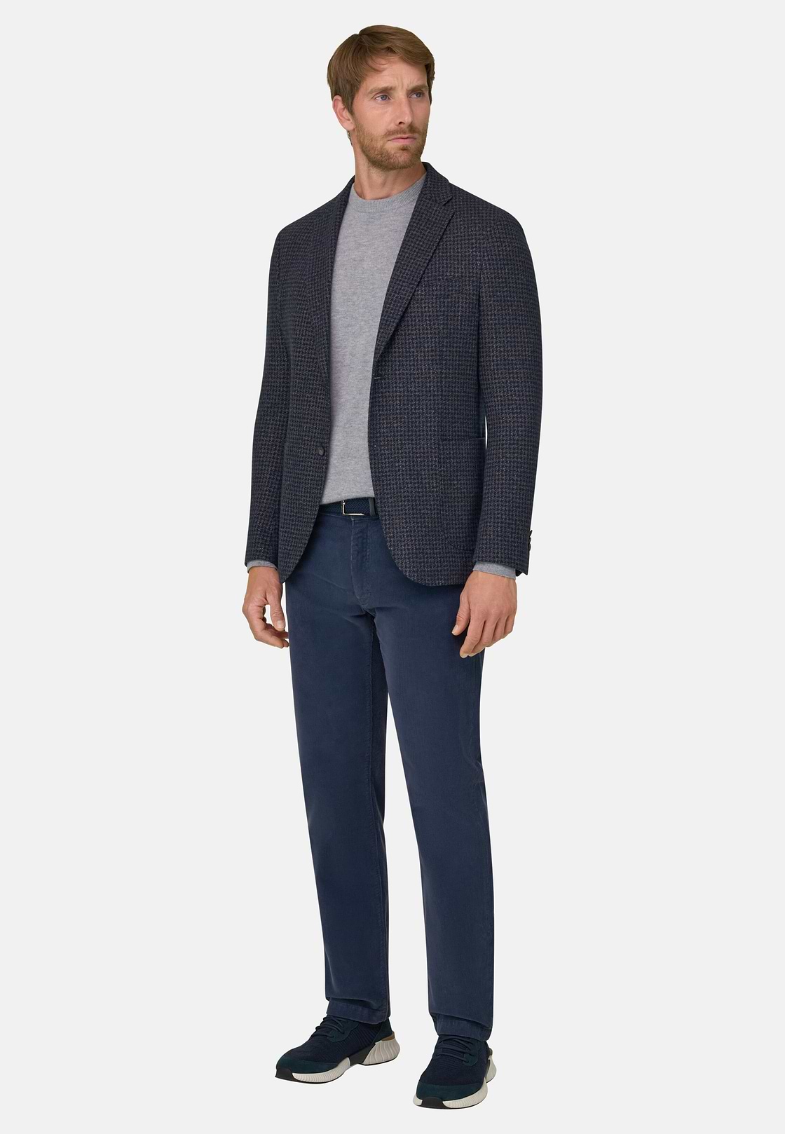 Blazer Houndstooth Cotton Blend B Jersey, Navy blue, hi-res, 2