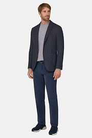 Blazer Houndstooth Cotton Blend B Jersey, Navy blue, thumb, 2