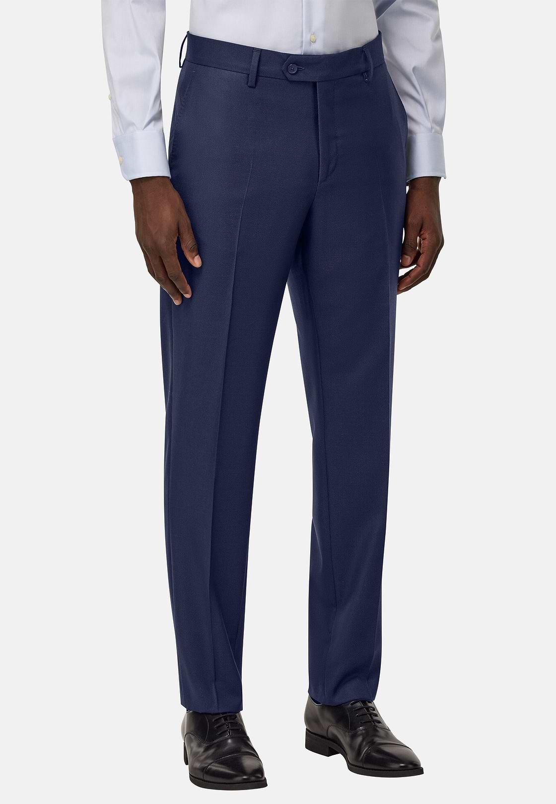 Pure Wool Bird's Eye Trousers, Bluette, hi-res