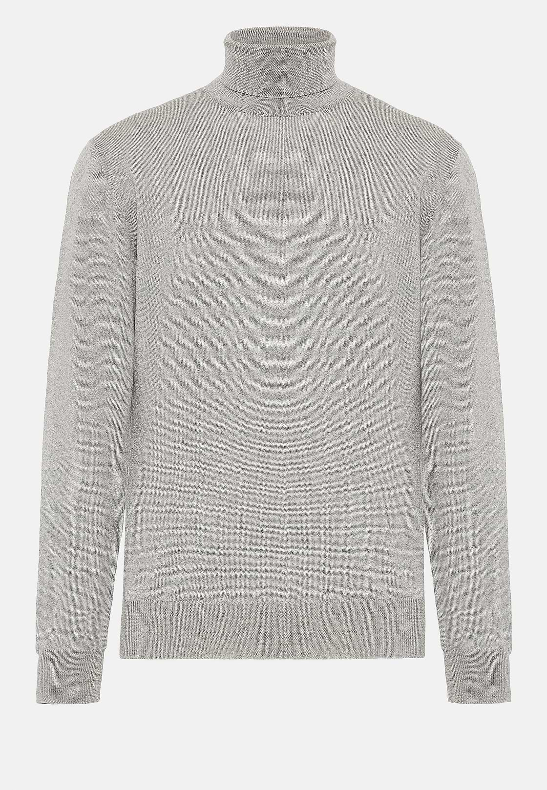 Pull À Col Roulé Gris En Laine Mérinos, Gris, hi-res