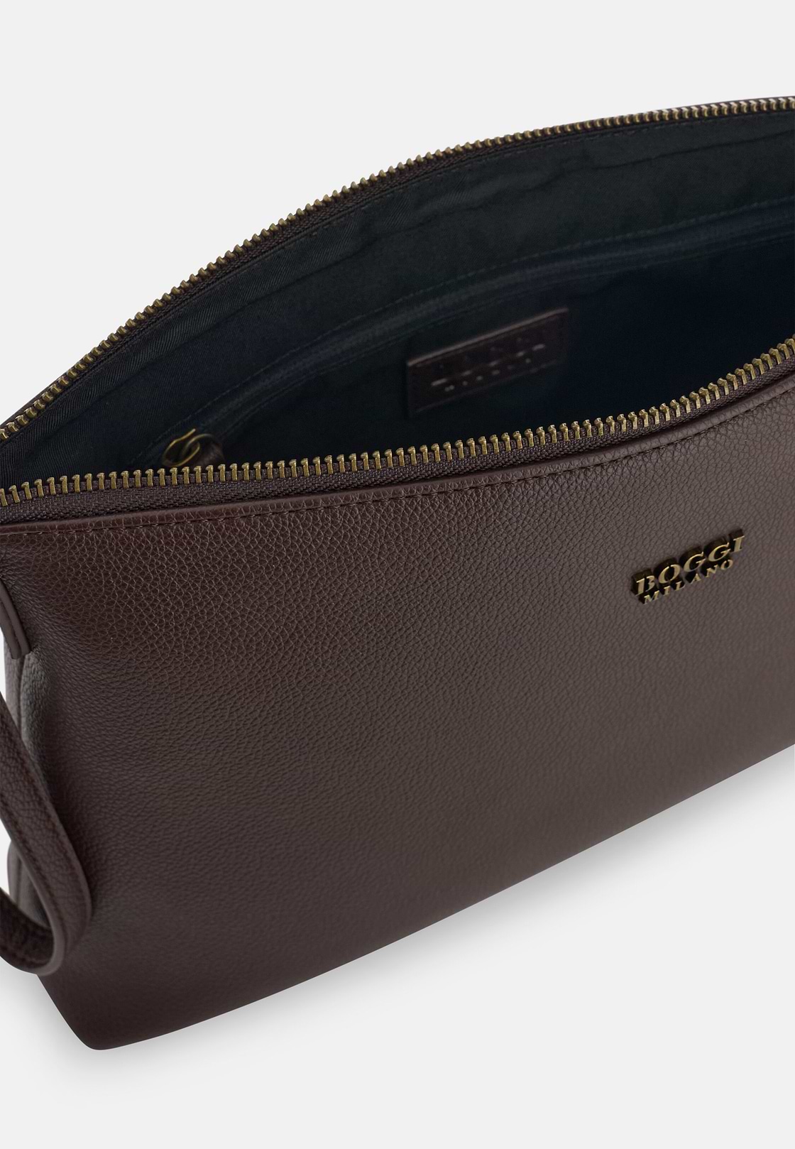 Crossbody Bag in Leather-Effect Fabric, Dark brown, hi-res, 5