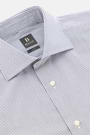 Camicia A Righe Di Cotone Slim Fit, Blu Scuro, thumb, 5