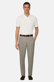 Strick-Poloshirt Aus Baumwollkrepp, Weiß, thumb, 2