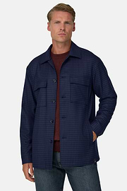 Hemdjacke aus Wolle mit Muster, Navy blau, thumb, 1