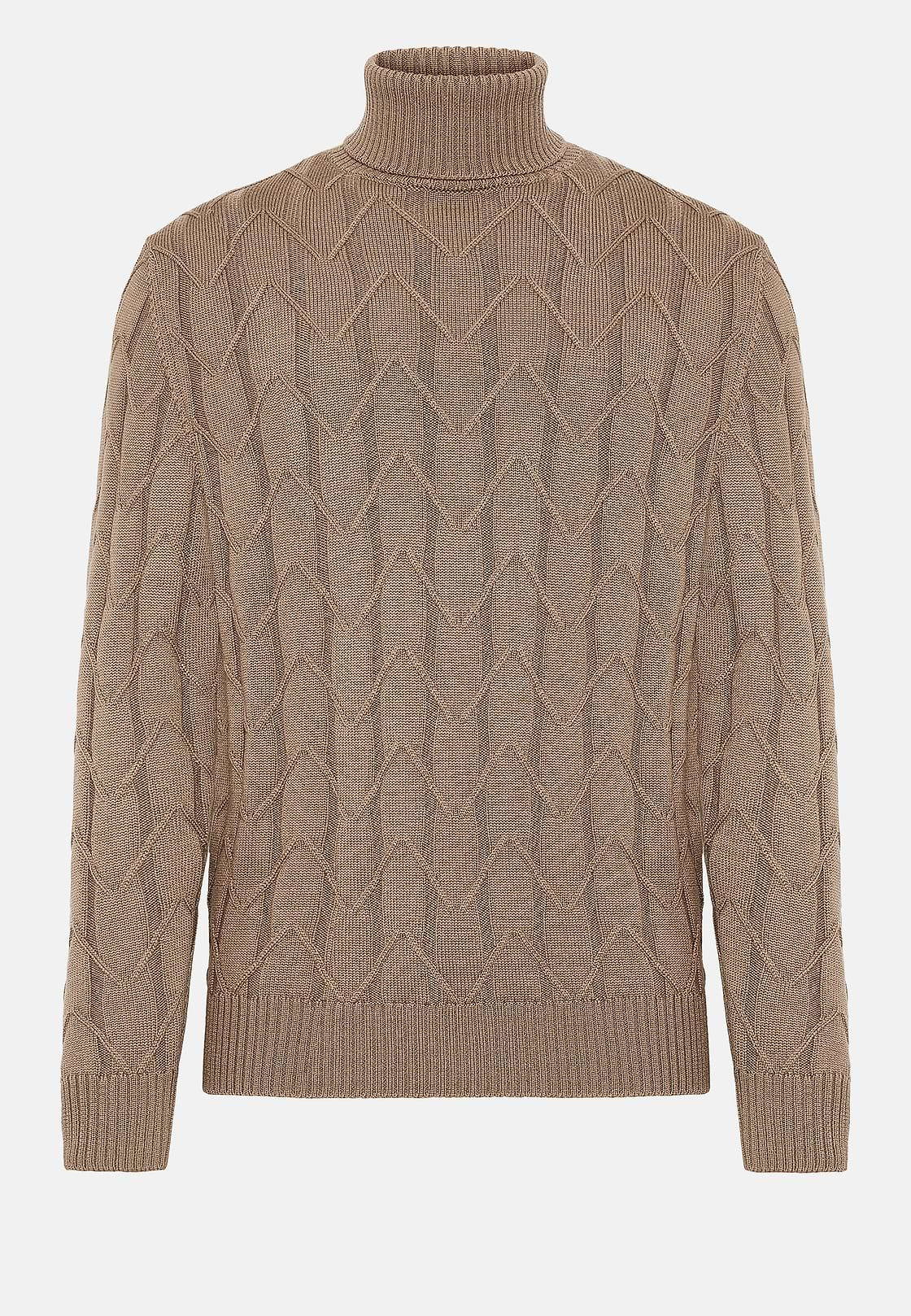 Pull Col Roulé Taupe En Laine Mérinos, Taupe, hi-res