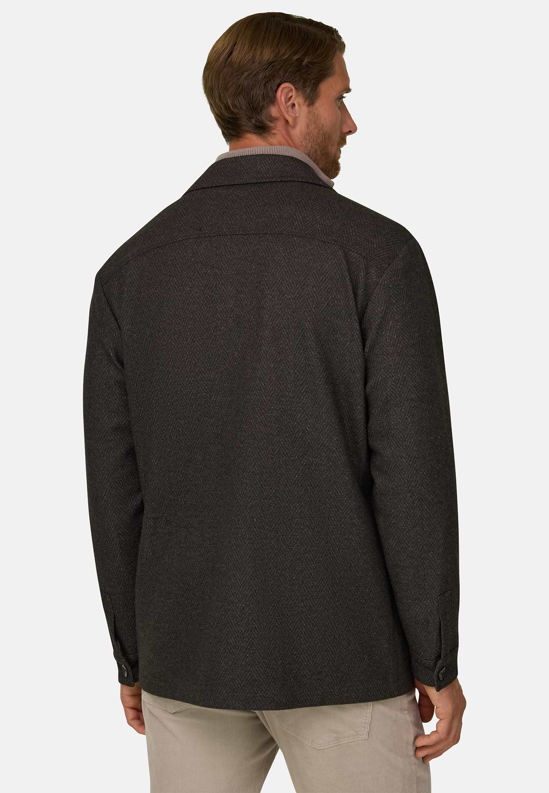 Shacket Herringbone Viscose Blend, Brown, hi-res, 4