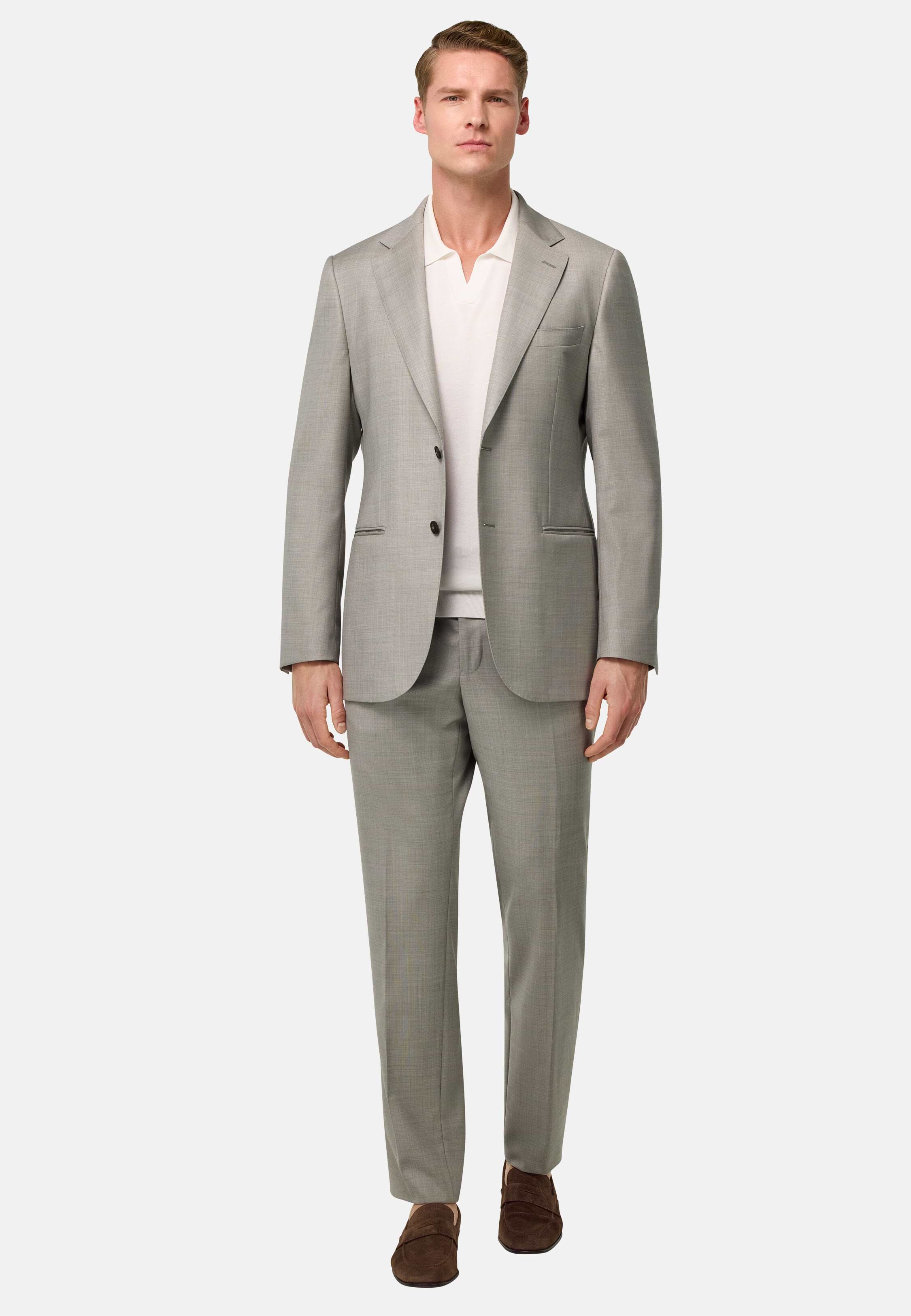 Men's Grisaille Pure Wool Suit, Sand | Boggi Milano