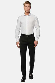 Slim Fit White Pinpoint Cotton Shirt, White, hi-res