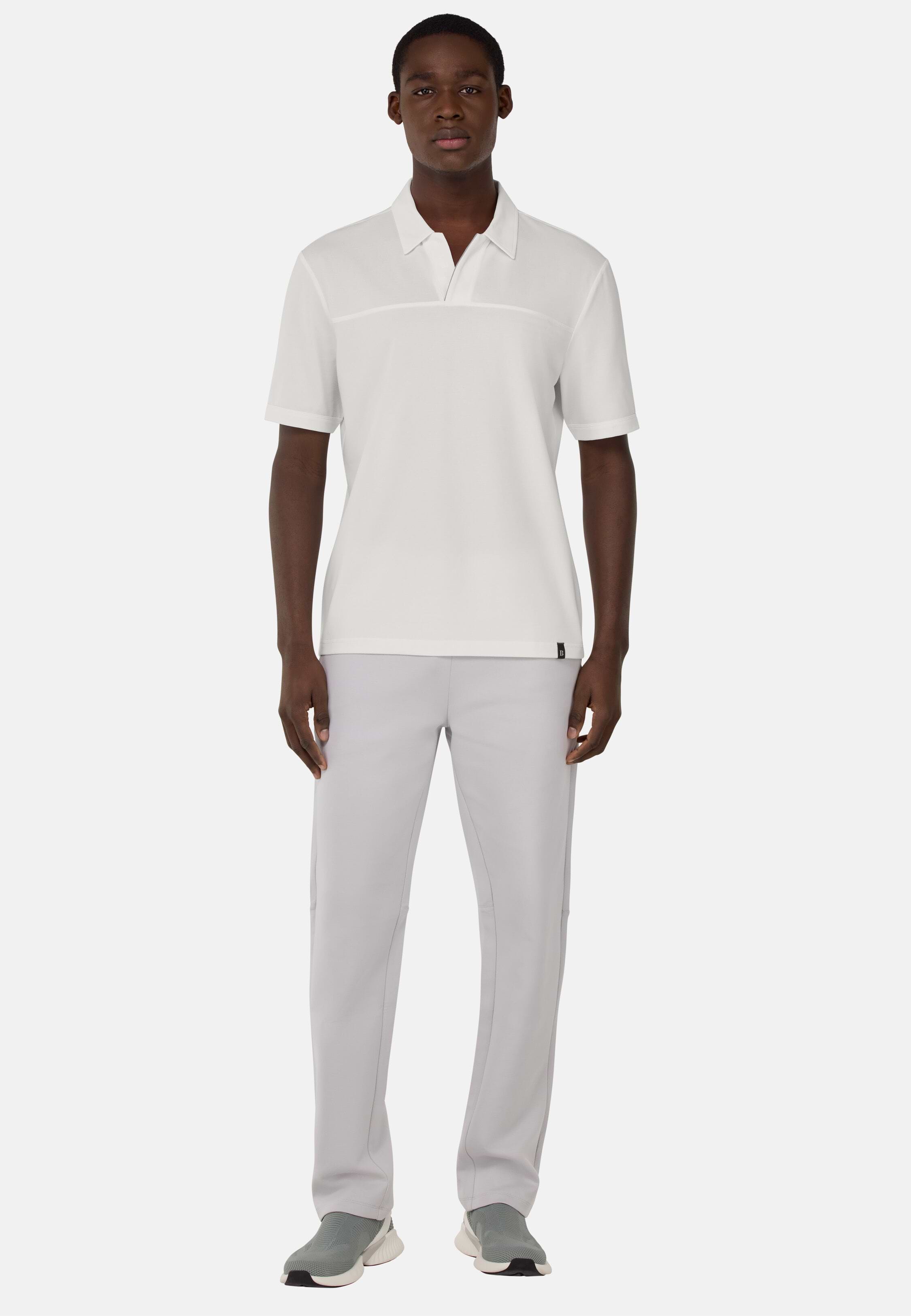 Men's Cool Jade-Fresh Piqué Polo Shirt, White | Boggi Milano