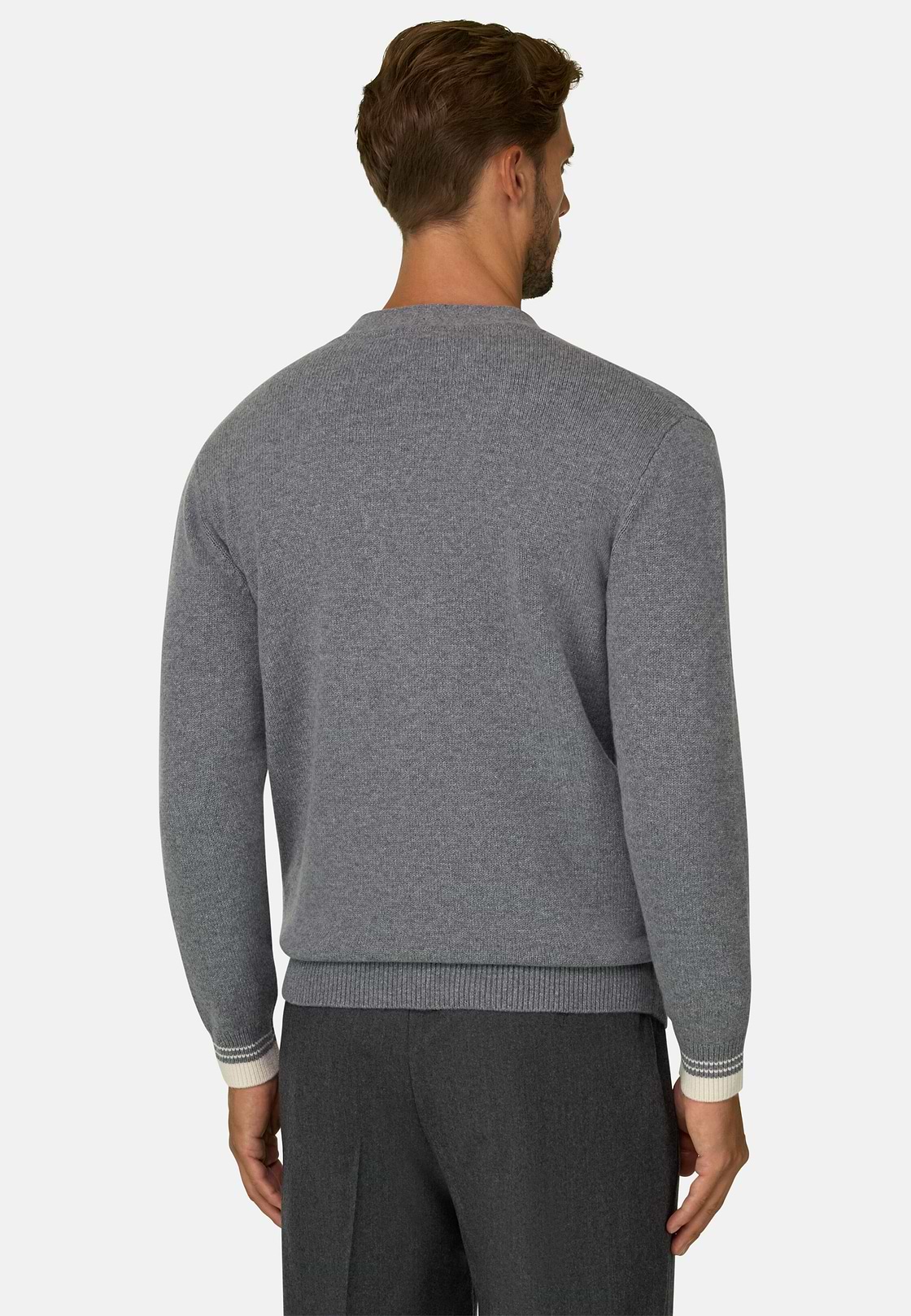 Cardigan in Superfine Merino Wool, Grey, hi-res, 4