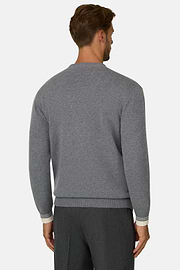 Cardigan in Superfine Merino Wool, Grey, thumb, 4