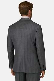 Pinstripe Wool Suit, Grey, thumb, 5