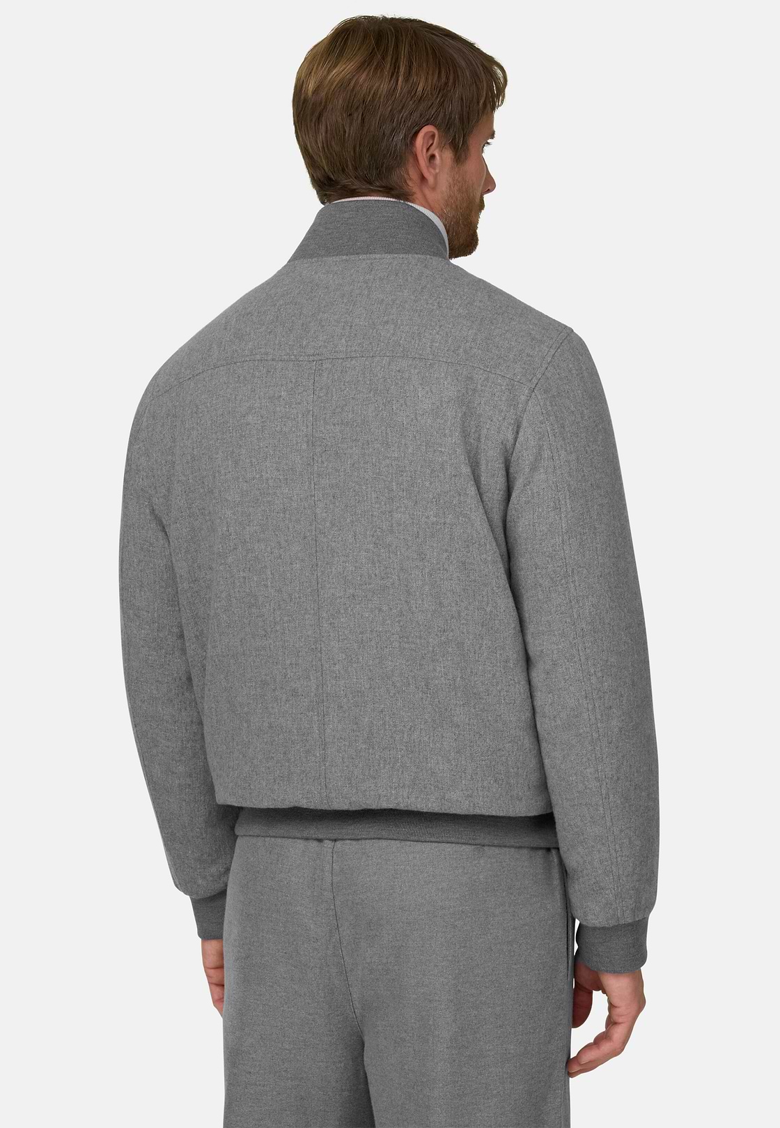 Bomber Padded in Wool Cashmere, Grey, hi-res, 4