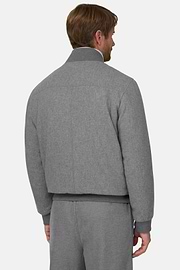 Bomber Padded in Wool Cashmere, Grey, thumb, 4