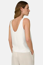 Regular Fit Viscose Silk Blend Top, Cream, thumb, 3
