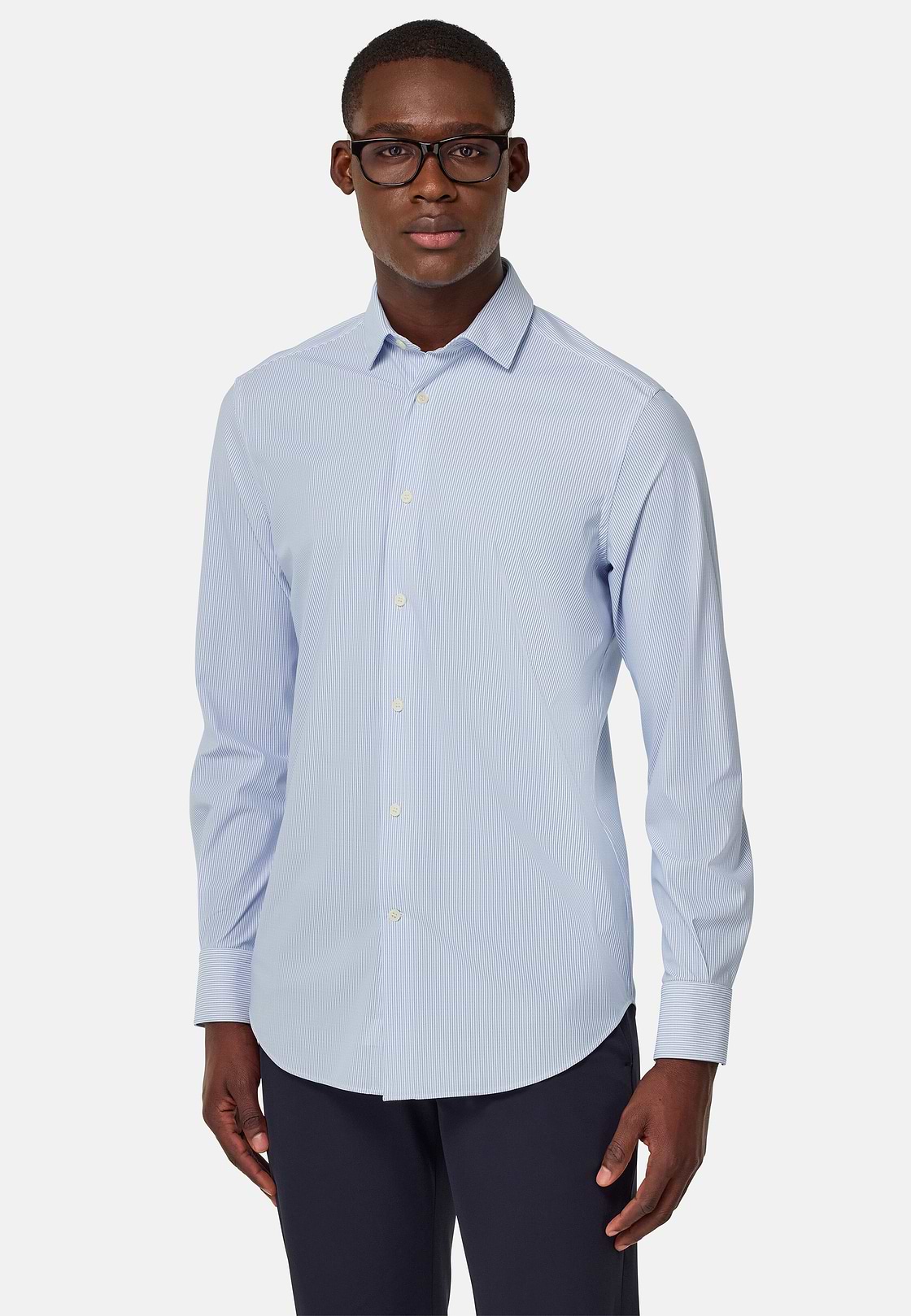 Slim Fit Stretch Nylon Shirt, Medium Blue, hi-res, 2