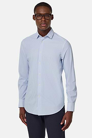 Slim Fit Stretch Nylon Shirt, Medium Blue, thumb, 2
