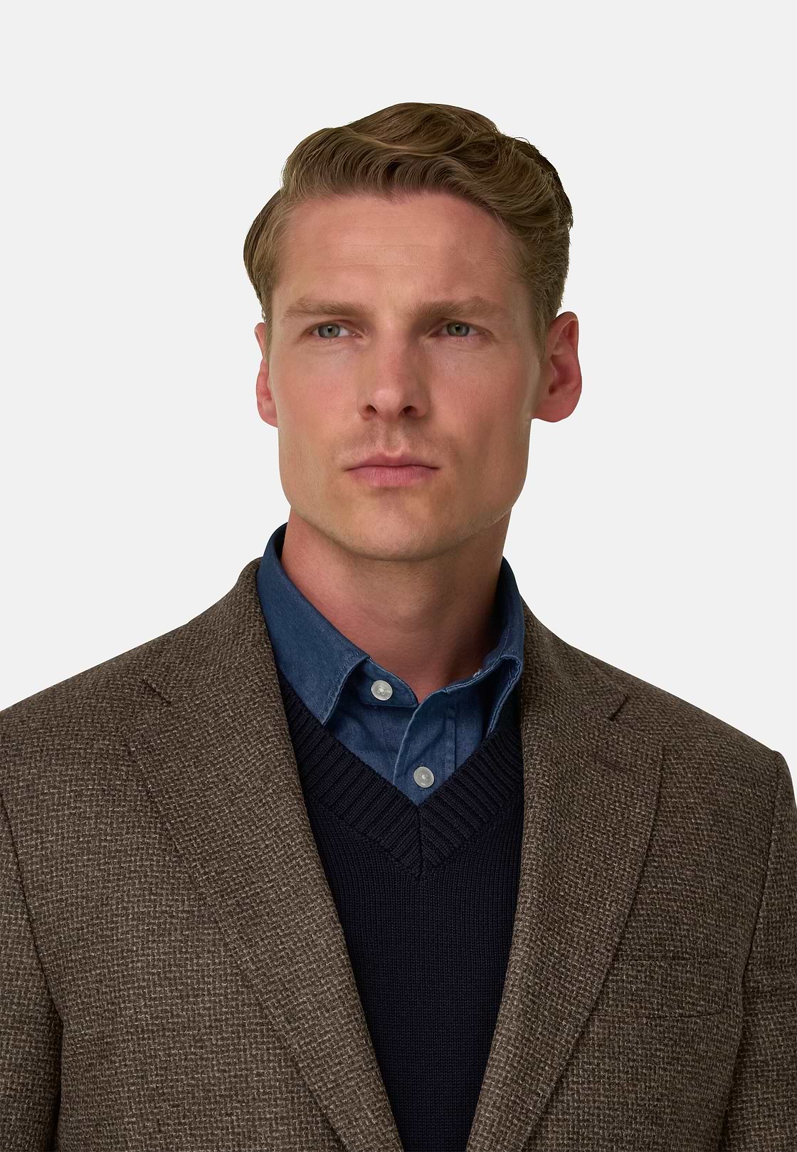 Blazer Micro Patterned Wool Cashmere, Brown, hi-res, 3