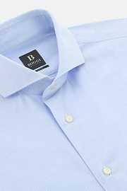 Camicia A Quadretti Di Cotone Slim Fit, Azzurro, thumb, 5