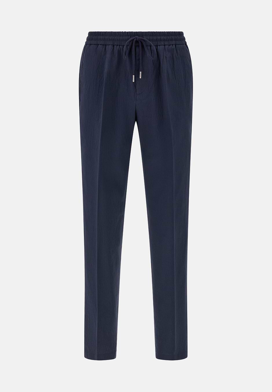 City Trousers in Stretch Seersucker, Navy blue, hi-res