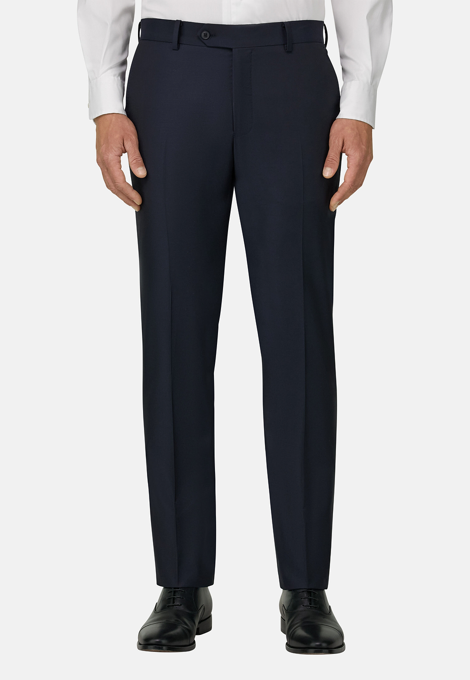 Regular Fit Charcoal Grey Super 130 Wool Trousers, Charcoal, hi-res