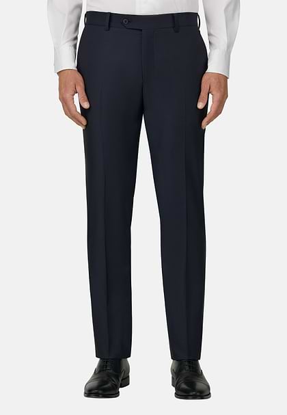 Regular Fit Charcoal Grey Super 130 Wool Trousers, Charcoal, hi-res