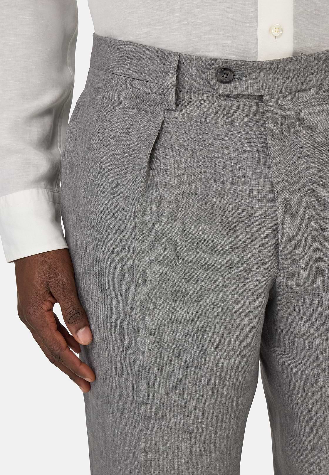 Pantalon En Pur Lin, Gris, hi-res, 4