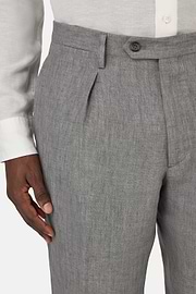 Pantalon En Pur Lin, Gris, thumb, 4