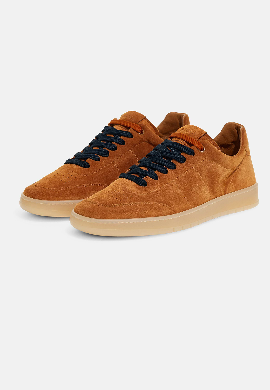 Sneakers En Daim, Orange, hi-res
