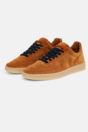 Sneakers En Daim, Orange, hi-res