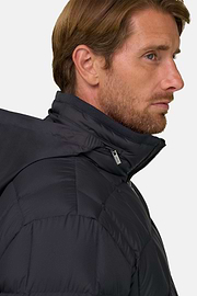 Bomber in Nylon Padded with Goose Down, Navy blue, thumb, 5