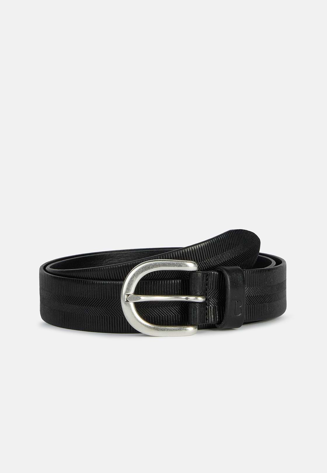 Embossed Leather Belt, Black, hi-res