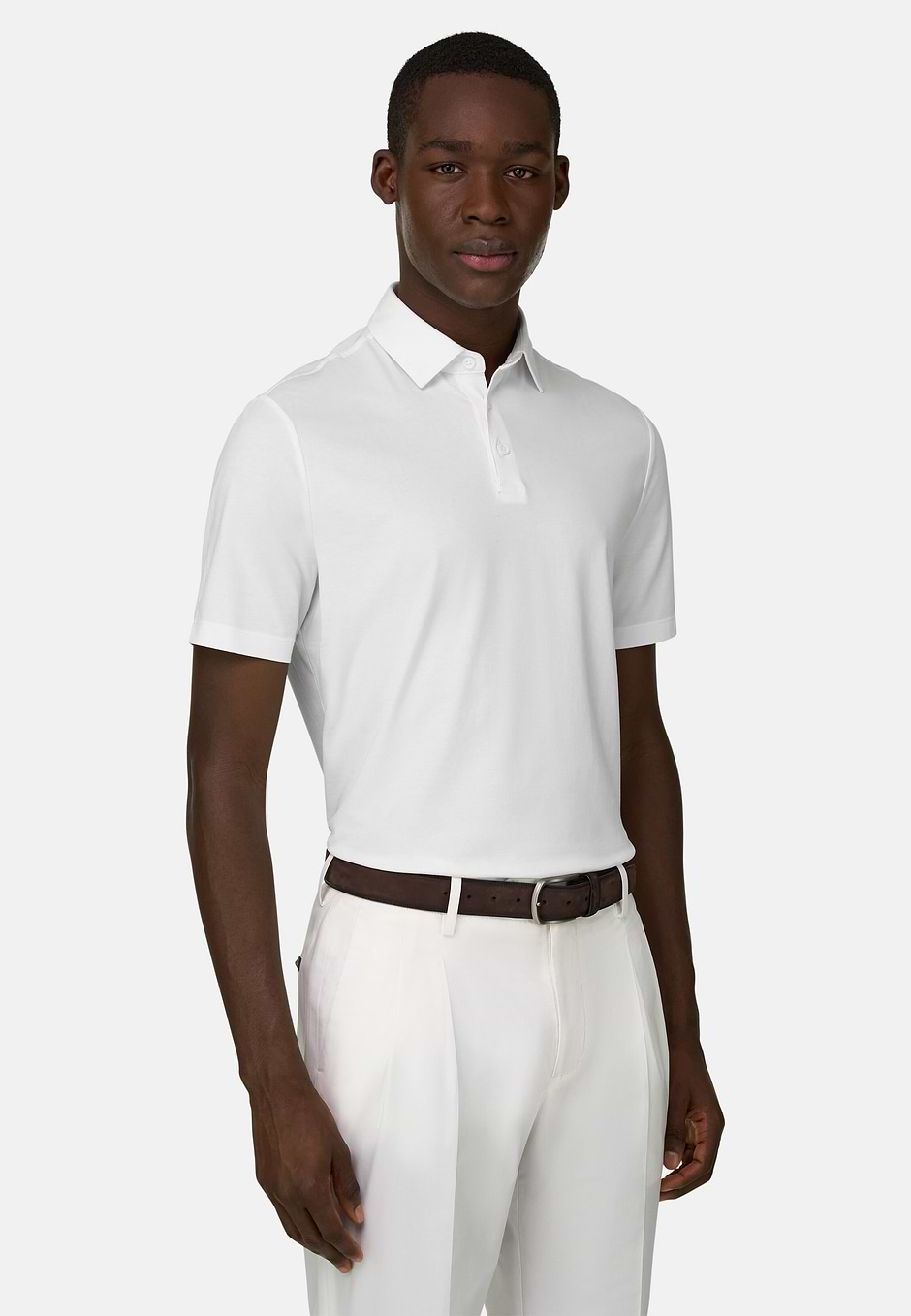 Polo Shirt In Stretch Supima Cotton, White, hi-res