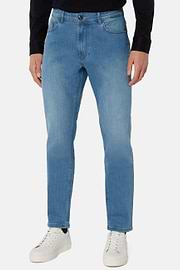 Jean En Denim Extensible Bleu À Délavage Clair, Indigo Clair, hi-res