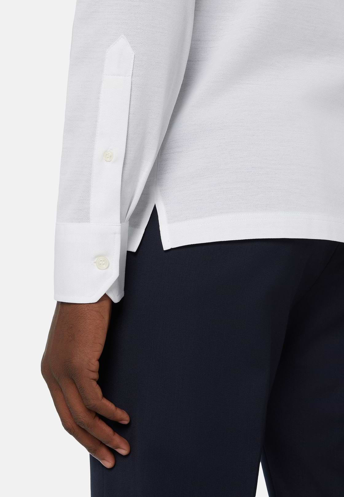 Camisa Estilo Polo De Piqué Hilo De Escocia Slim Fit, Blanco, hi-res
