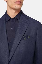 Herringbone Linen Suit Style Capri, Navy blue, hi-res