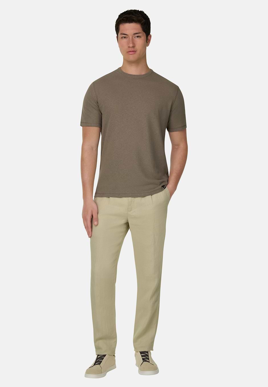 T Shirt Cotton Linen, Taupe, hi-res