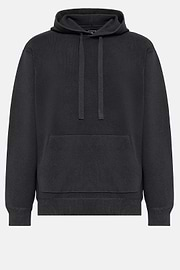 Charcoal Hoodie in Technical Cotton Jersey Fleece, Charcoal, hi-res