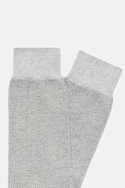 Herringbone Pattern Socks In Organic Cotton, Grey, hi-res