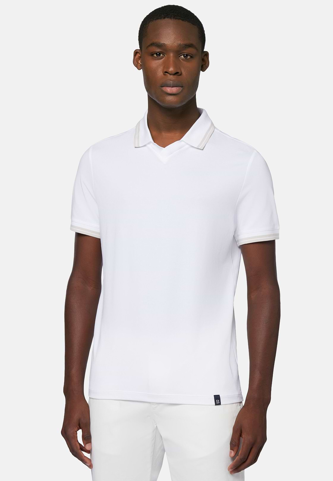 High-Performance Piqué Polo Shirt, White, hi-res