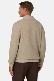 Roll Neck Jumper Full-Zip Cashmere Blend Plated, Beige, thumb, 4