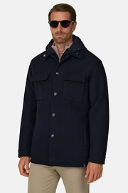 Shacket Link in Wool with Bib, Navy blue, thumb, 1