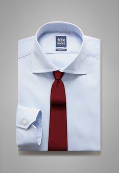 Camisa azul de pin point de algodón regular fit