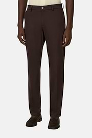 Pantalon En Coton Tencel Extensible, Marron, thumb, 1