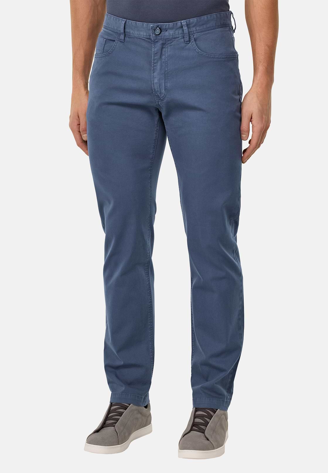 Stretch Cotton 5-Pocket Trousers, Air-blue, hi-res