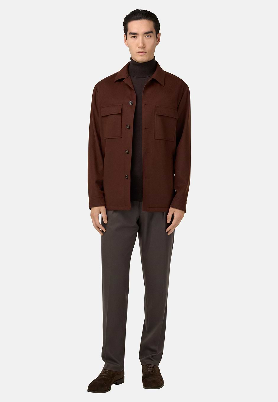 Cashmere Link Shirt Jacket, Burgundy, hi-res