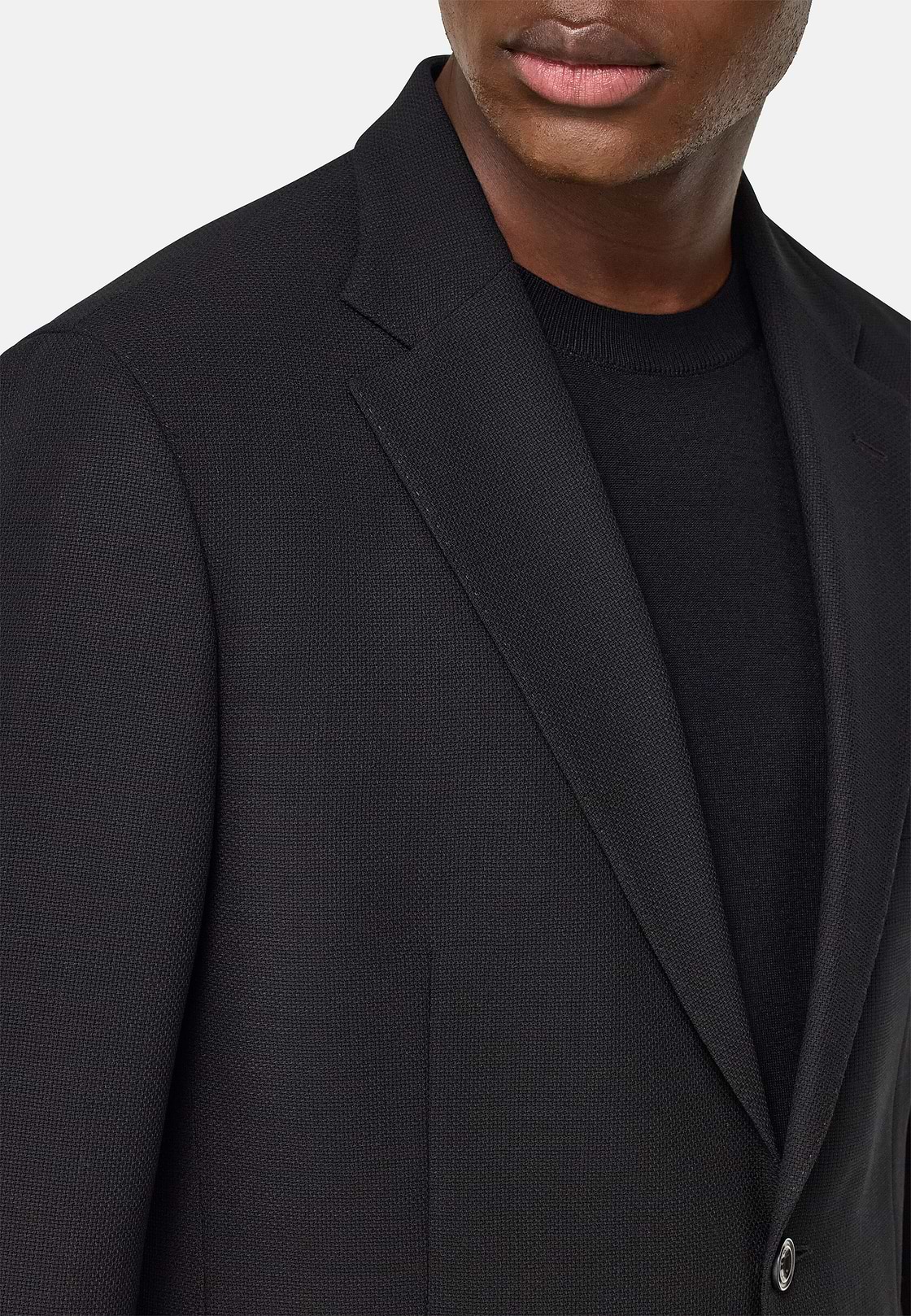 Giacca In Pura Lana Crepe, Nero, hi-res